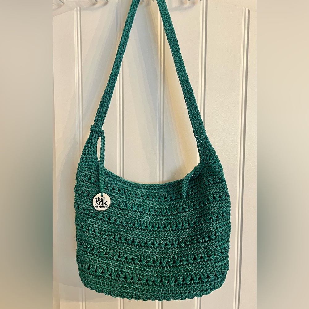 The Sak Teal Crochet Shoulder Bag